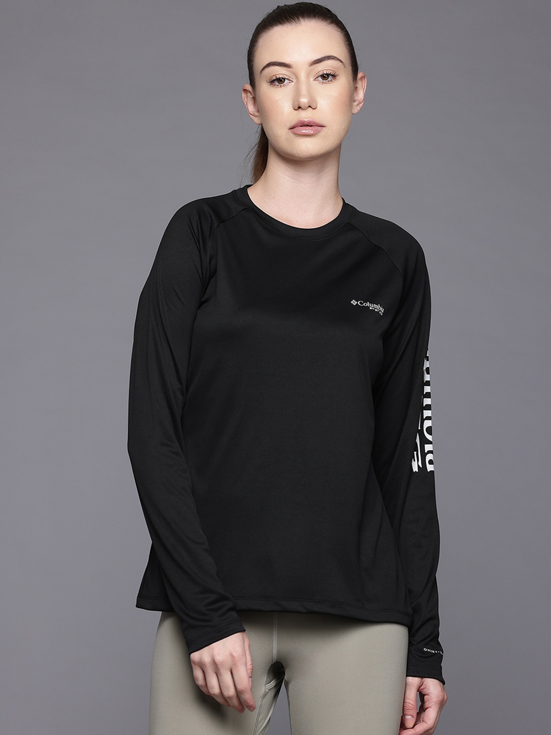 

Columbia Omni Wick Tidal Brand Logo Printed T-shirt, Black