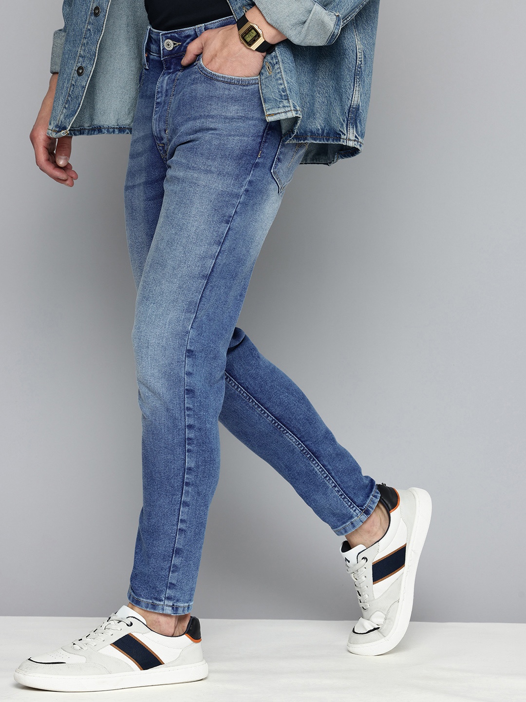 

Flying Machine Men Mankle Tapered Relaxed Fit High-Rise Stretchable Jeans, Blue