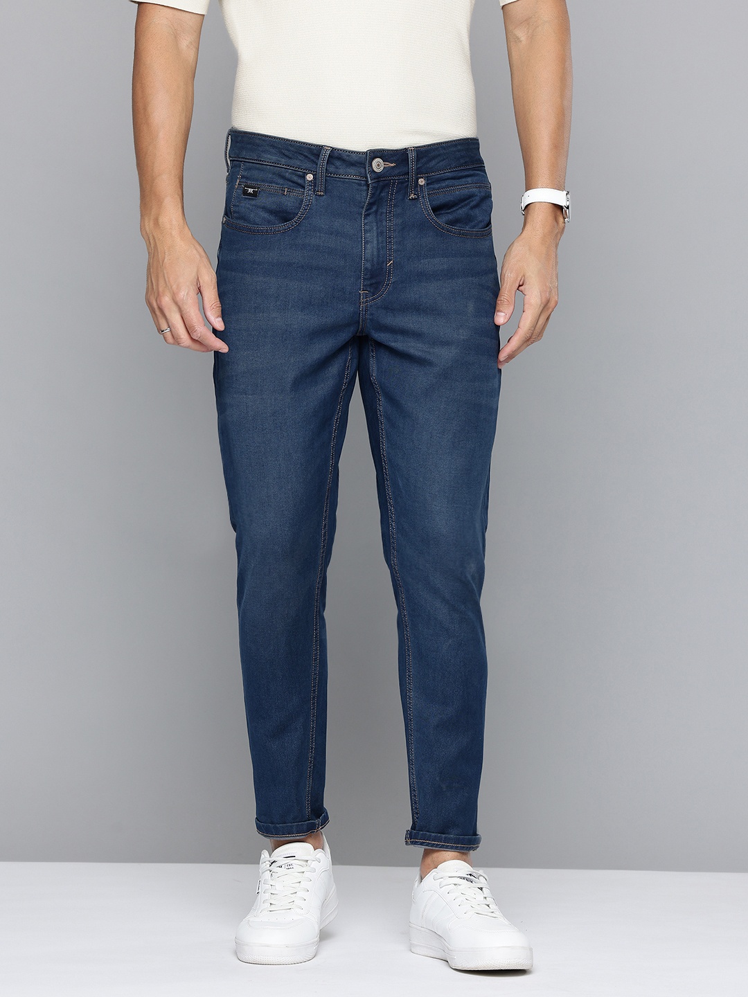 

Flying Machine Relax Tapered High-Rise Jeans, Blue