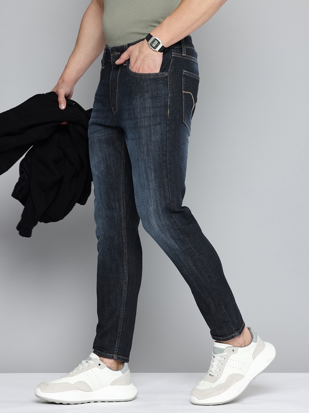 

Flying Machine Men Relax Tapered Fit High-Rise Stretchable Jeans, Blue