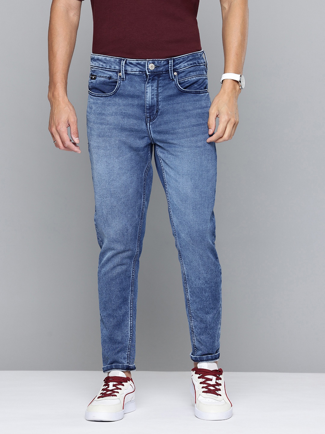 

Flying Machine Relaxed Tapered High-Rise Jeans, Blue