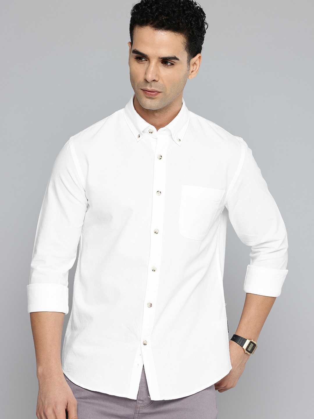 

Flying Machine Slim Fit Opaque Pure Cotton Casual Shirt, White