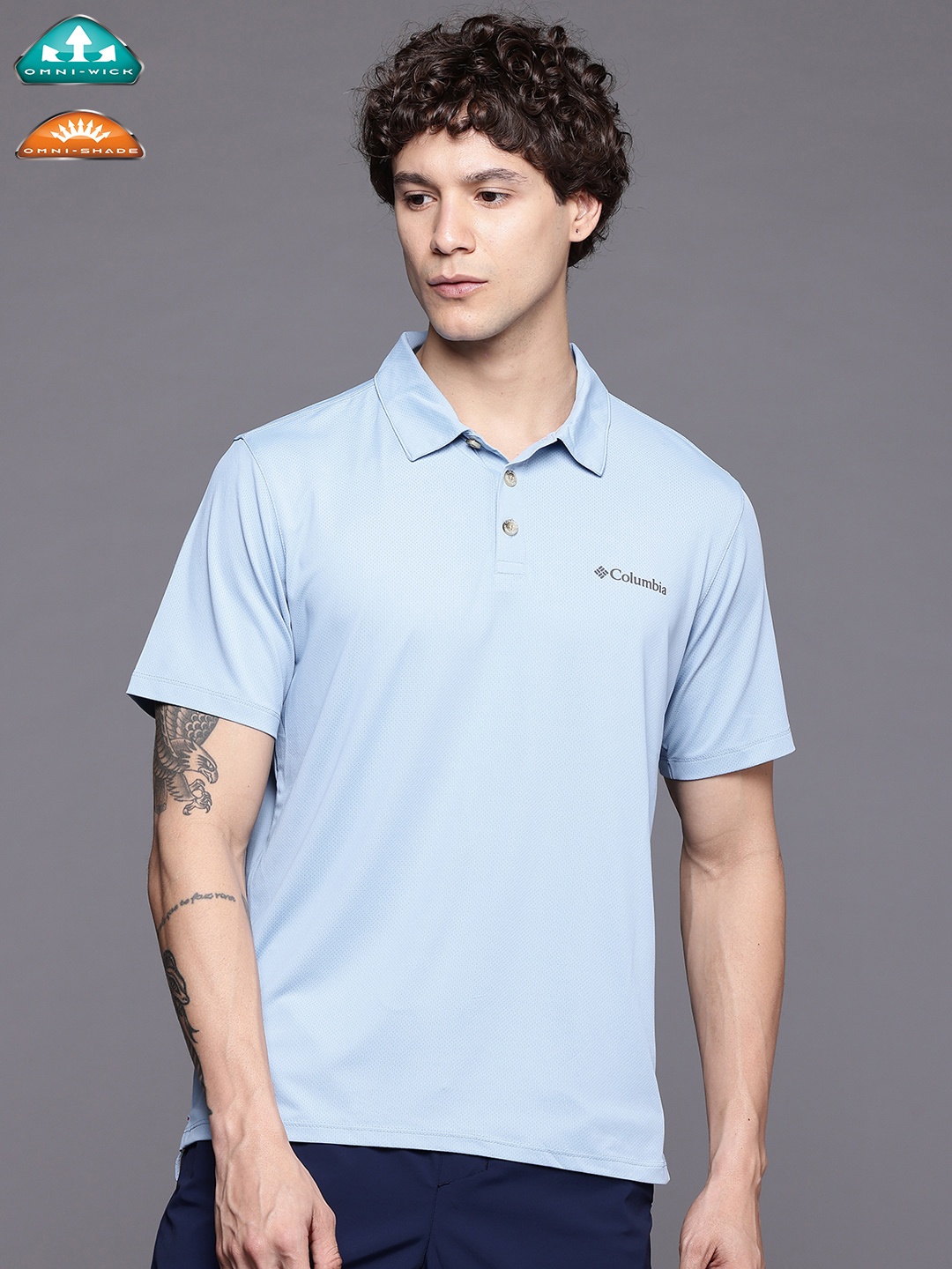 

Columbia Tech Trail Utility Polo T-shirt Polo Collar Slim Fit T-shirt, Blue