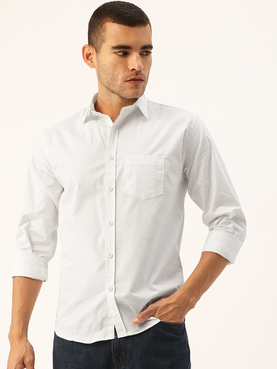 

FIFTY TWO Comfort Fit Chest Pocket Detail Casual Shirt, White