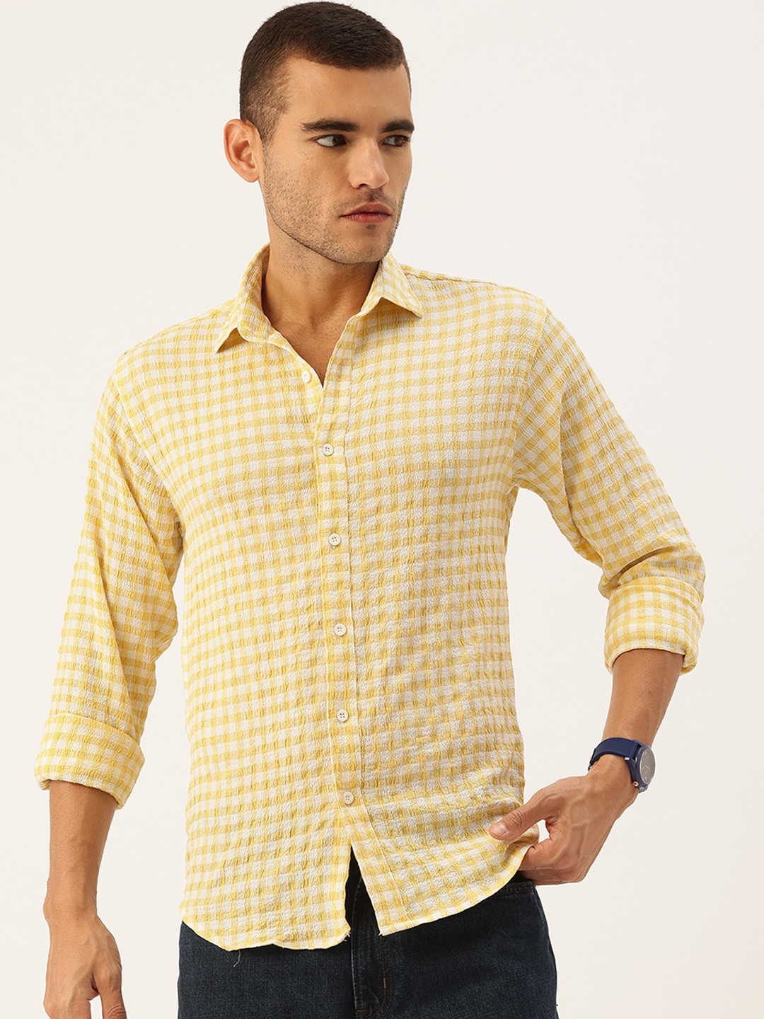 

FIFTY TWO Comfort Opaque Casual Shirt, Yellow