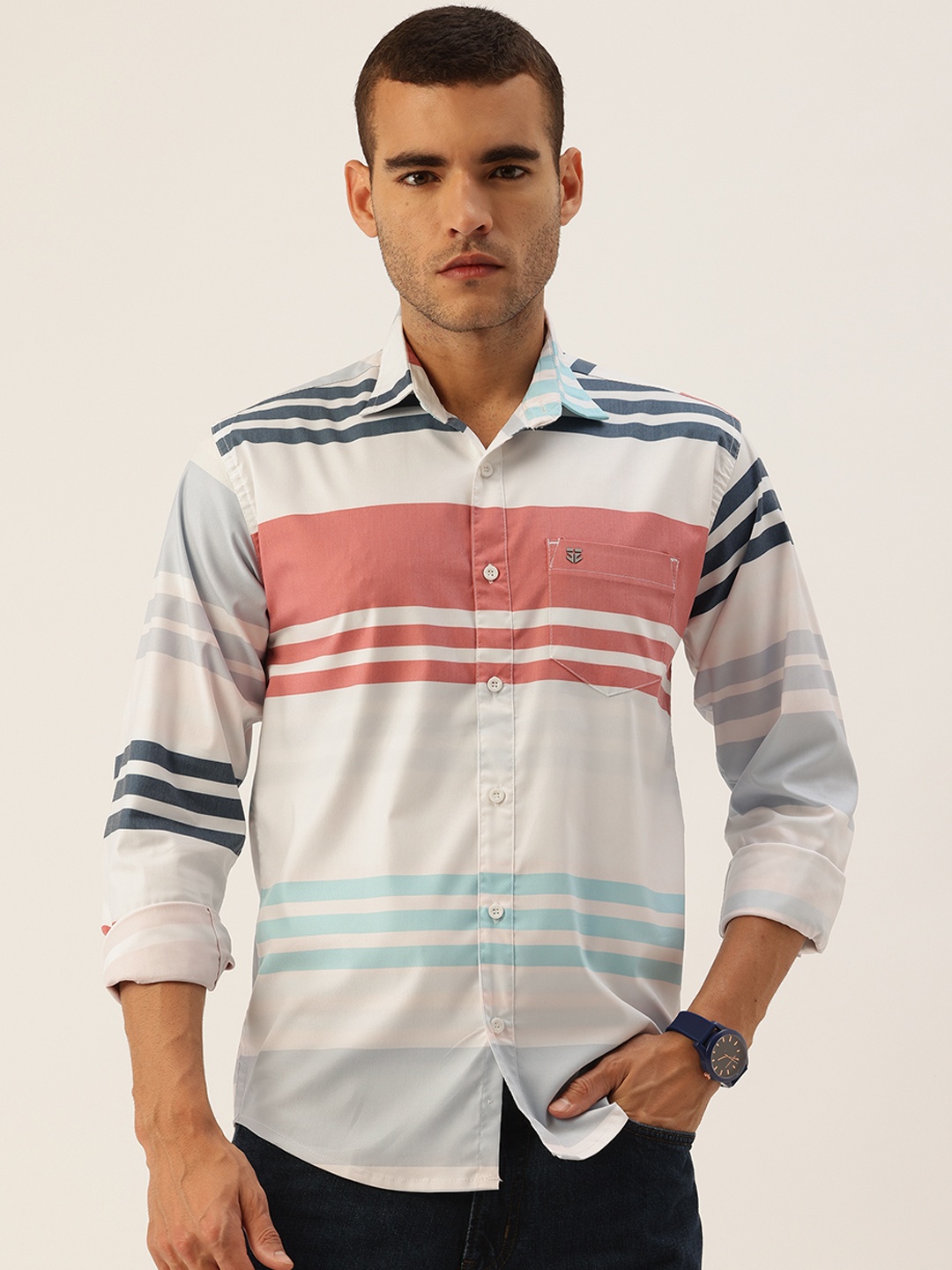 

FIFTY TWO Men Comfort Opaque Casual Shirt, White