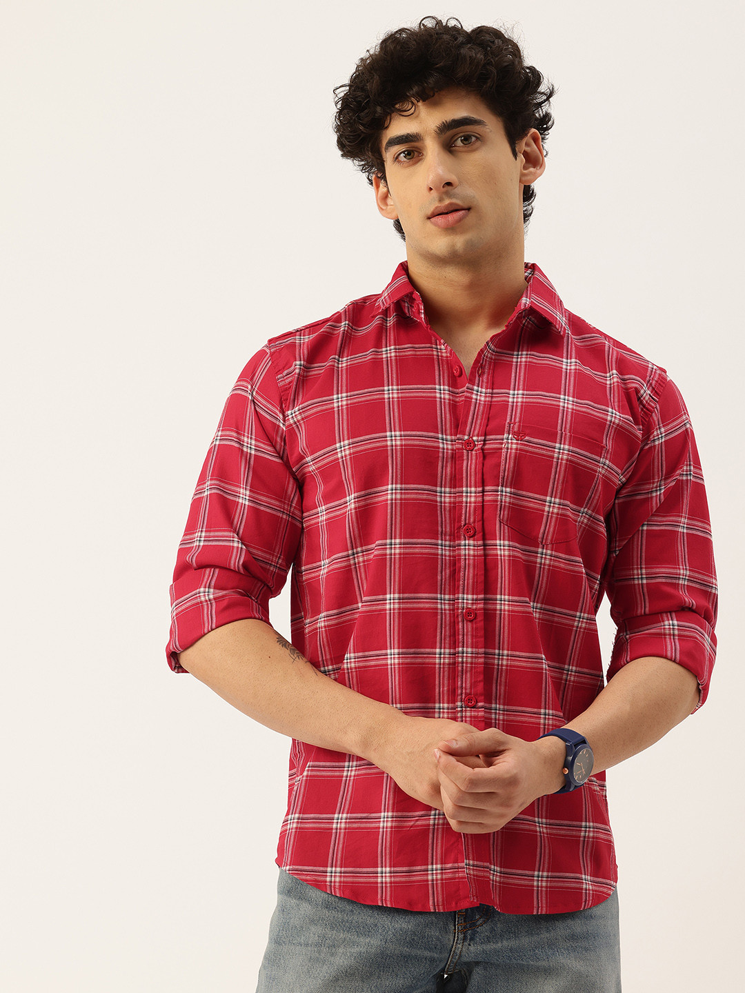 

FIFTY TWO Comfort Checked Shirt, Red
