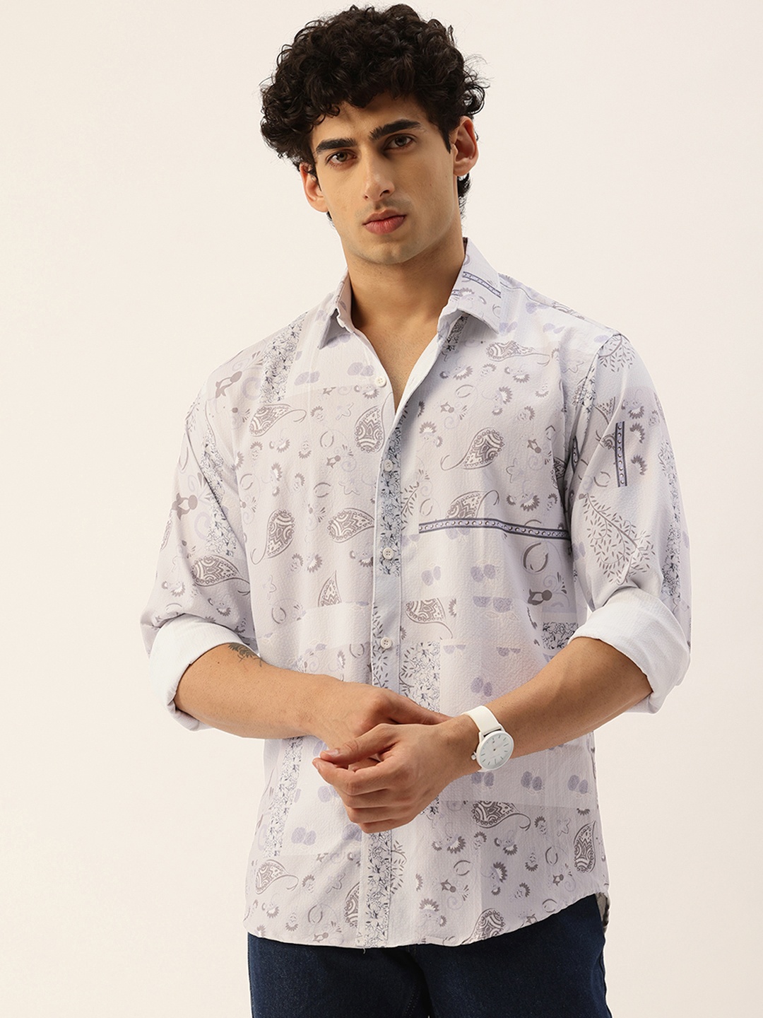 

FIFTY TWO Men Floral Printed Casual Shirt, Grey
