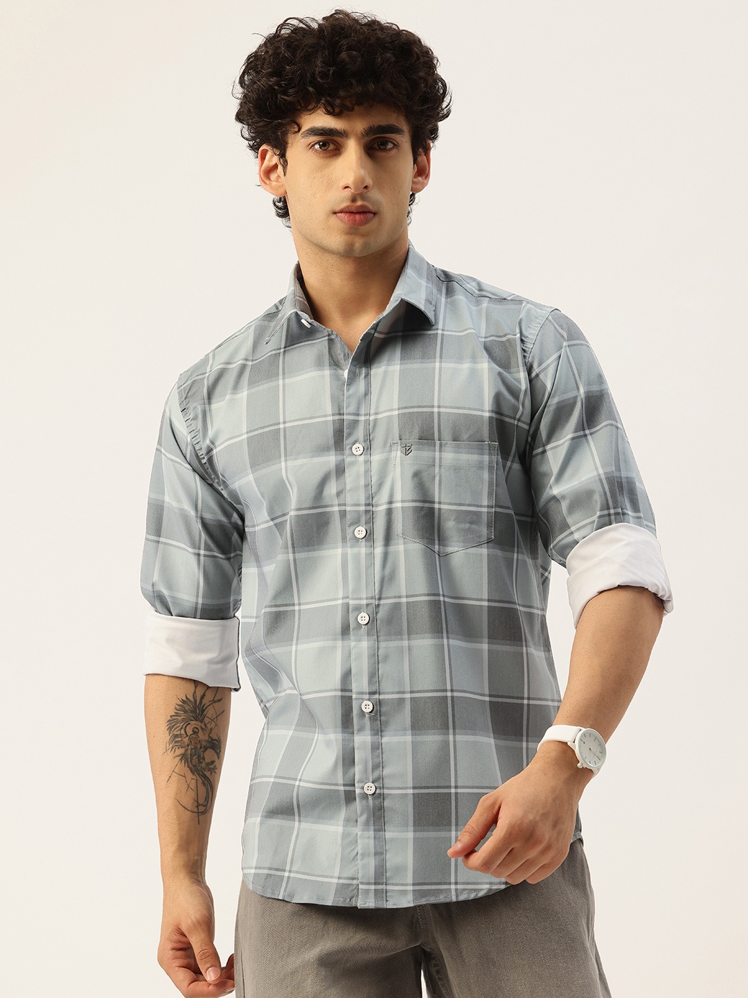 

FIFTY TWO Comfort Fit Tartan Checks Shirt, Green