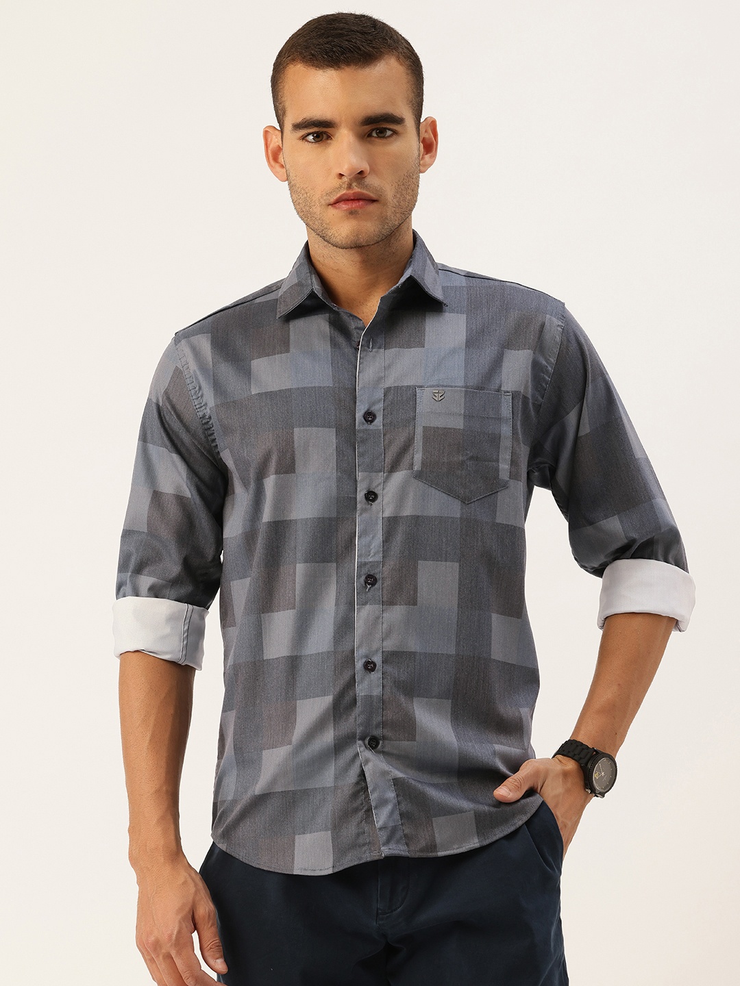 

FIFTY TWO Comfort Fit Checked Shirt, Grey