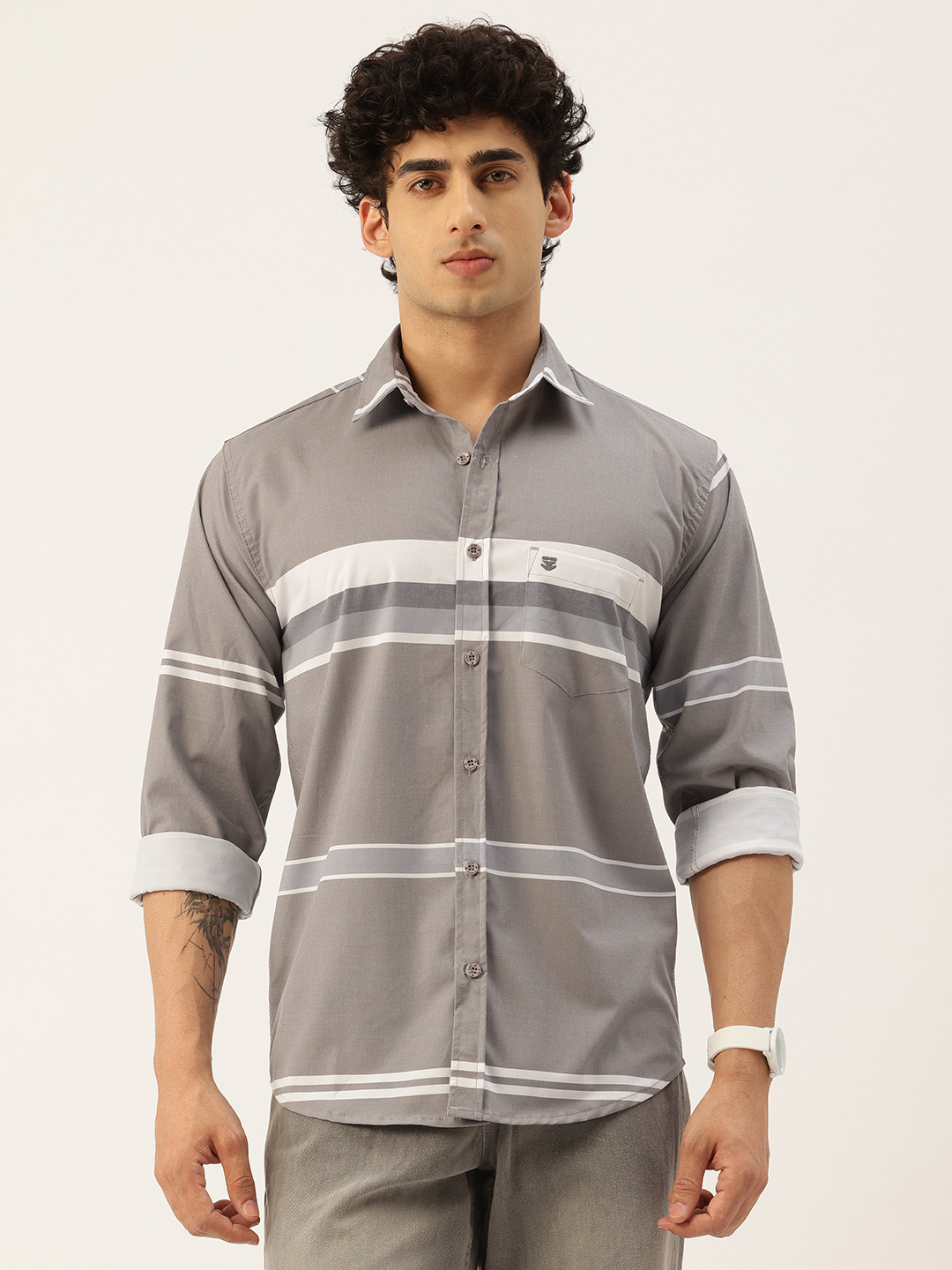 

FIFTY TWO Comfort Fit Striped Shirt, Grey
