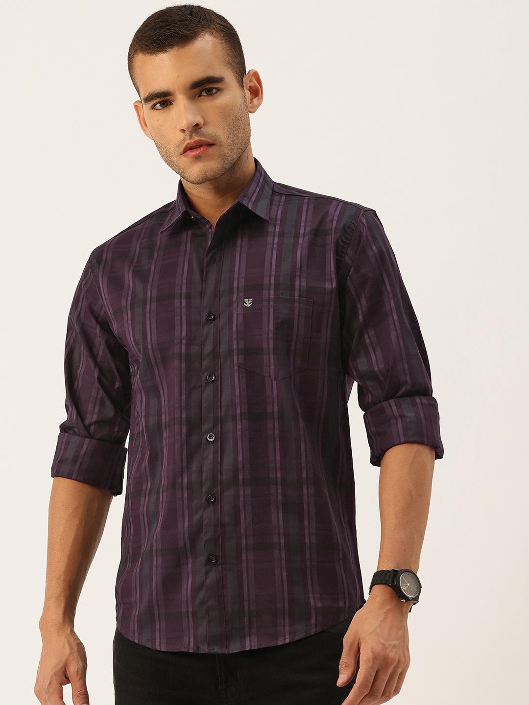 

FIFTY TWO Checked Comfort Fit Casual Shirt, Burgundy