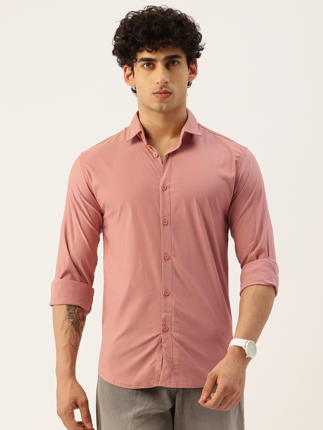 

FIFTY TWO Comfort Longline Casual Shirt, Rose