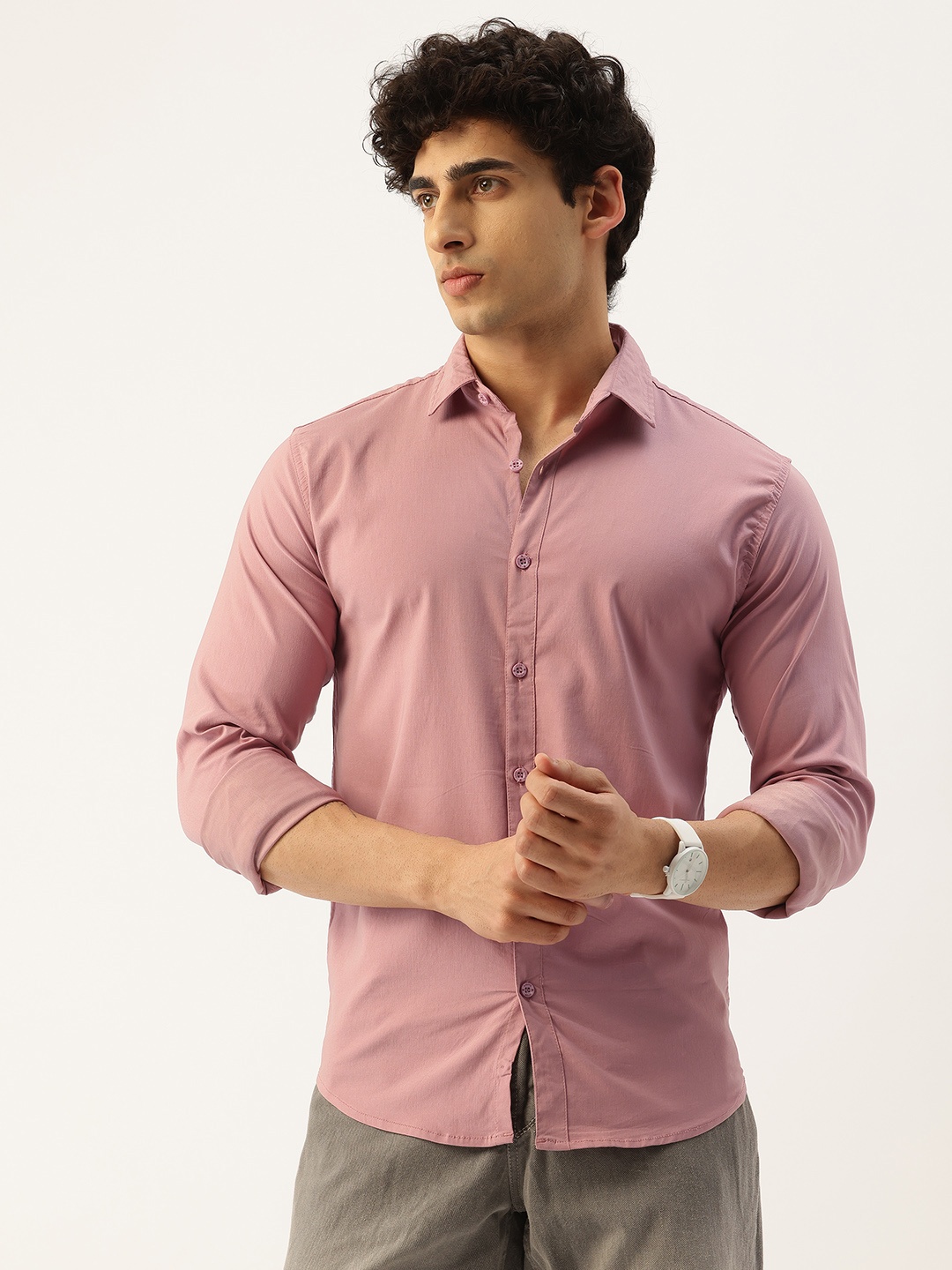 

FIFTY TWO Comfort Longline Casual Shirt, Pink