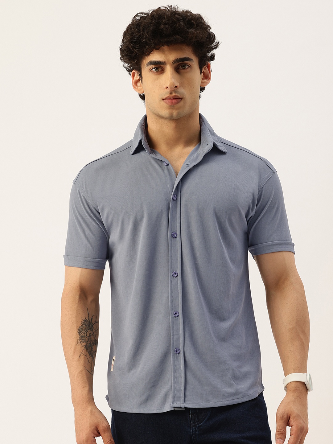 

FIFTY TWO Comfort Opaque Casual Shirt, Grey