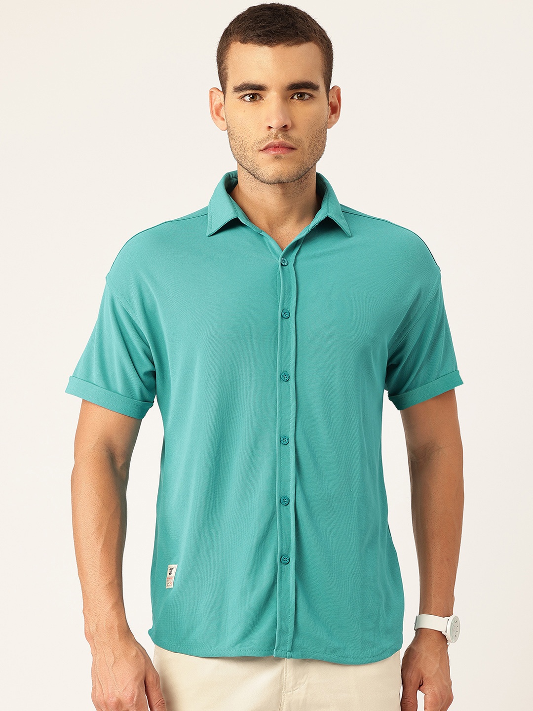 

FIFTY TWO Men Opaque Casual Shirt, Turquoise blue