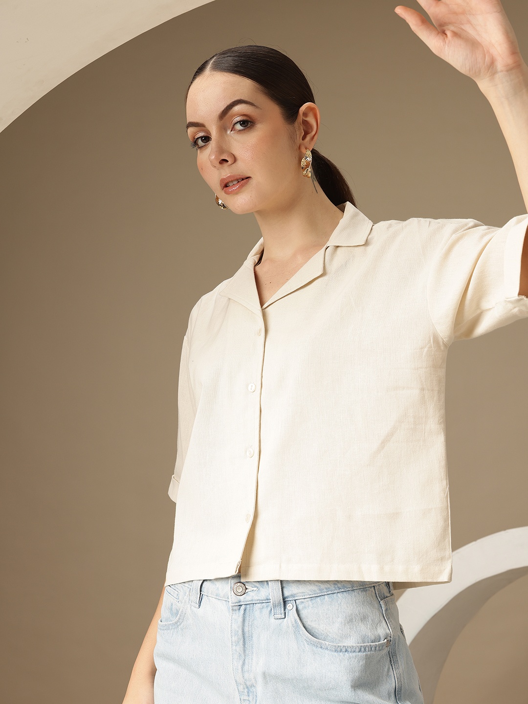 

Chemistry Solid Casual Shirt, Taupe