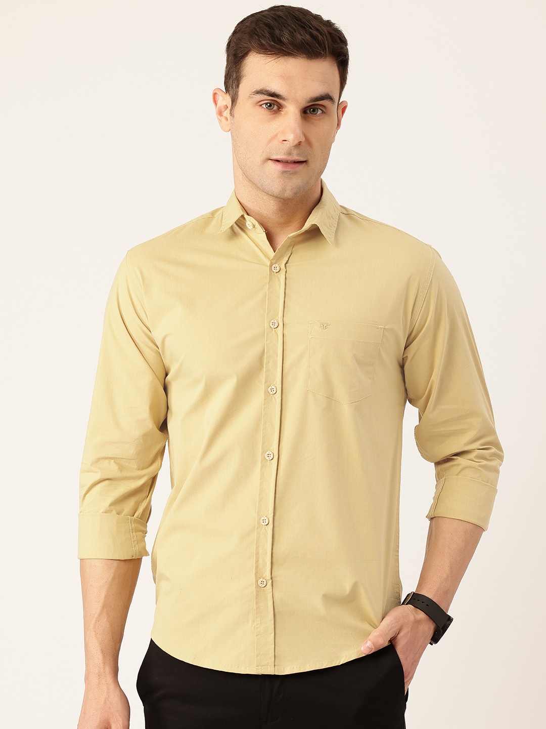 

FIFTY TWO Comfort Long Sleeves Solid Shirt, Khaki