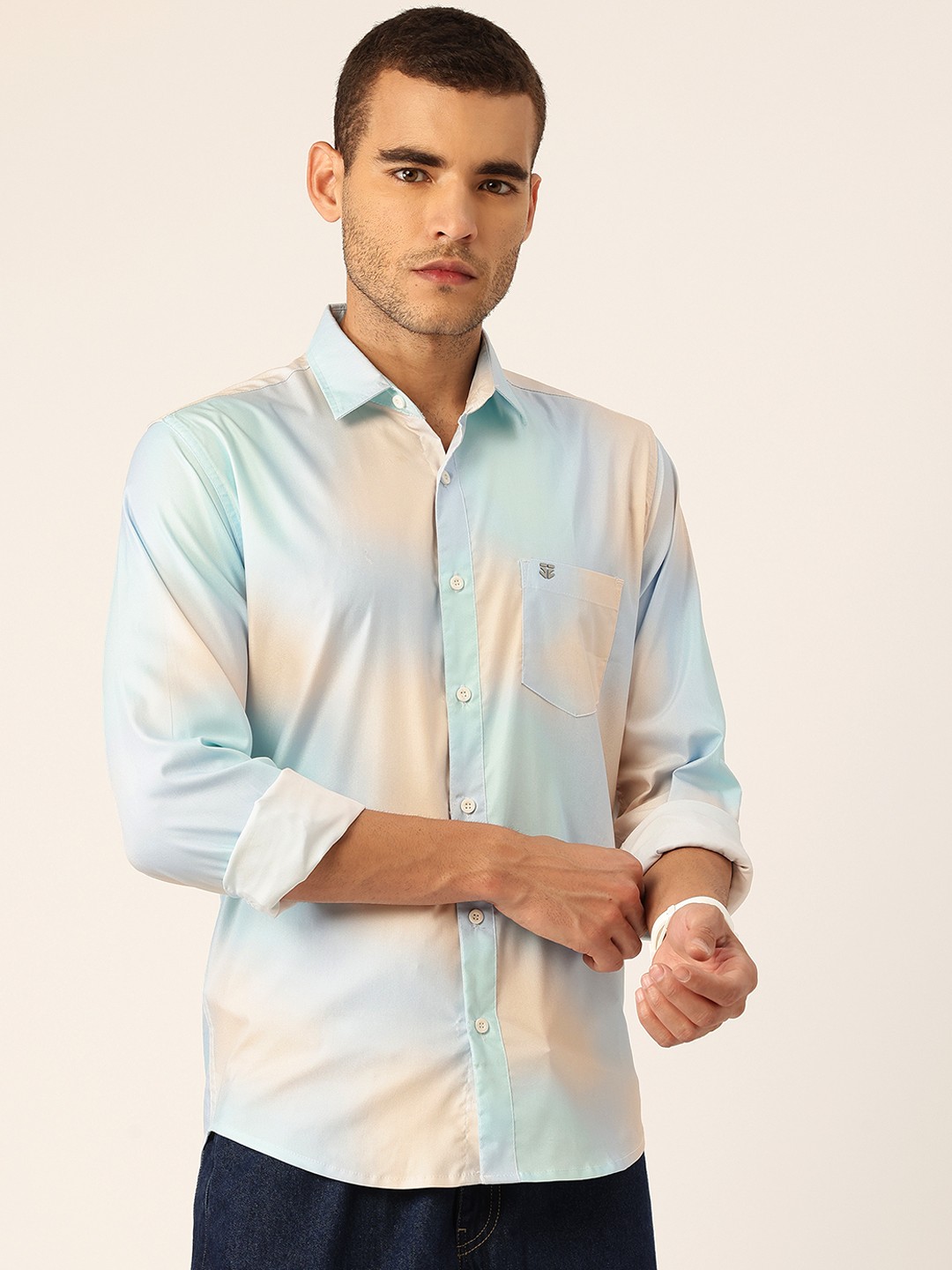

FIFTY TWO Ombre Print Chest Pocket Detail Casual Shirt, Multi