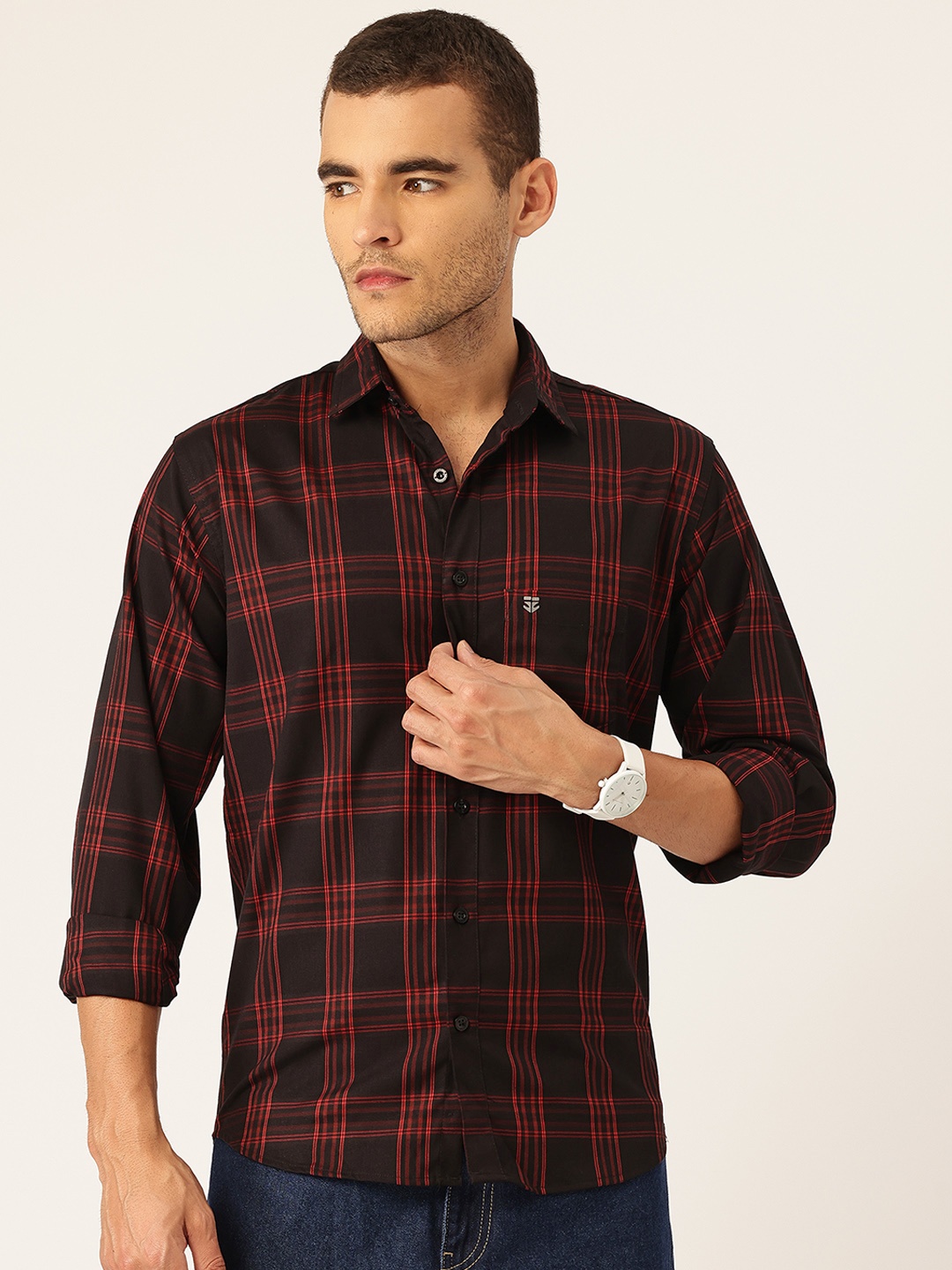 

FIFTY TWO Checked Casual Shirt, Black
