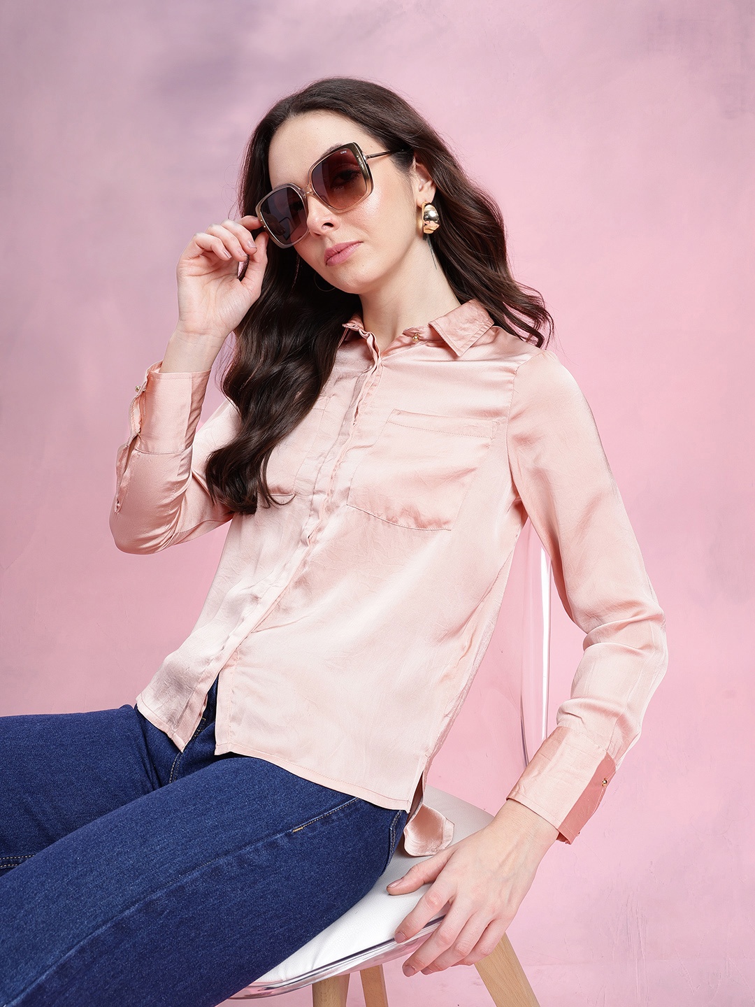 

DressBerry Women Solid Casual Shirt, Peach
