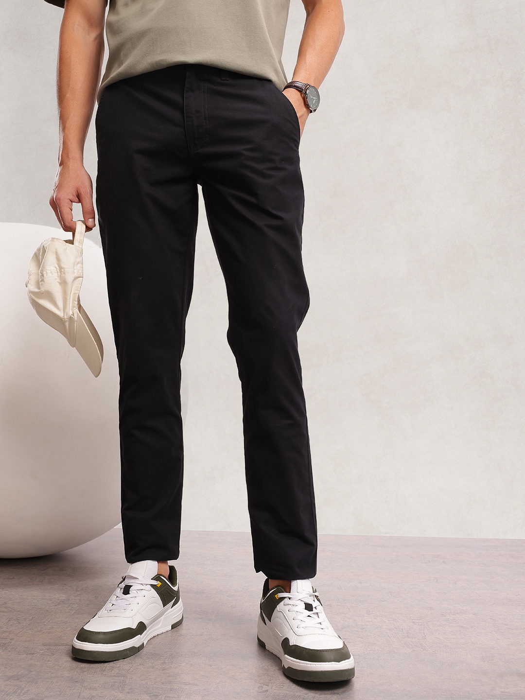 

Nautica Men Smart Slim Fit Pure Cotton Chinos Trousers, Black