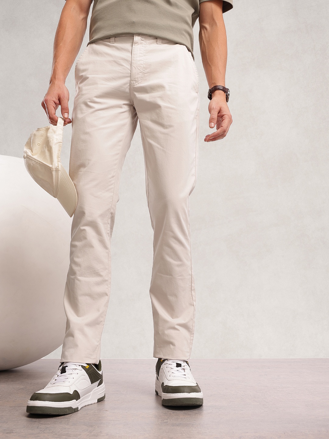 

Nautica Men Smart Slim Fit Pure Cotton Chinos Trousers, Beige