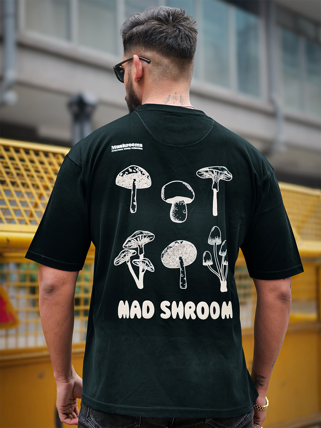 Maniac Men Graphic Printed Round Neck Cotton Oversized T-shirt, Navy blue