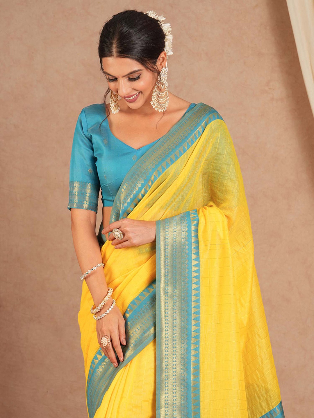 

Saree mall Ethnic Motifs Designer Maheshwari Sarees, Yellow