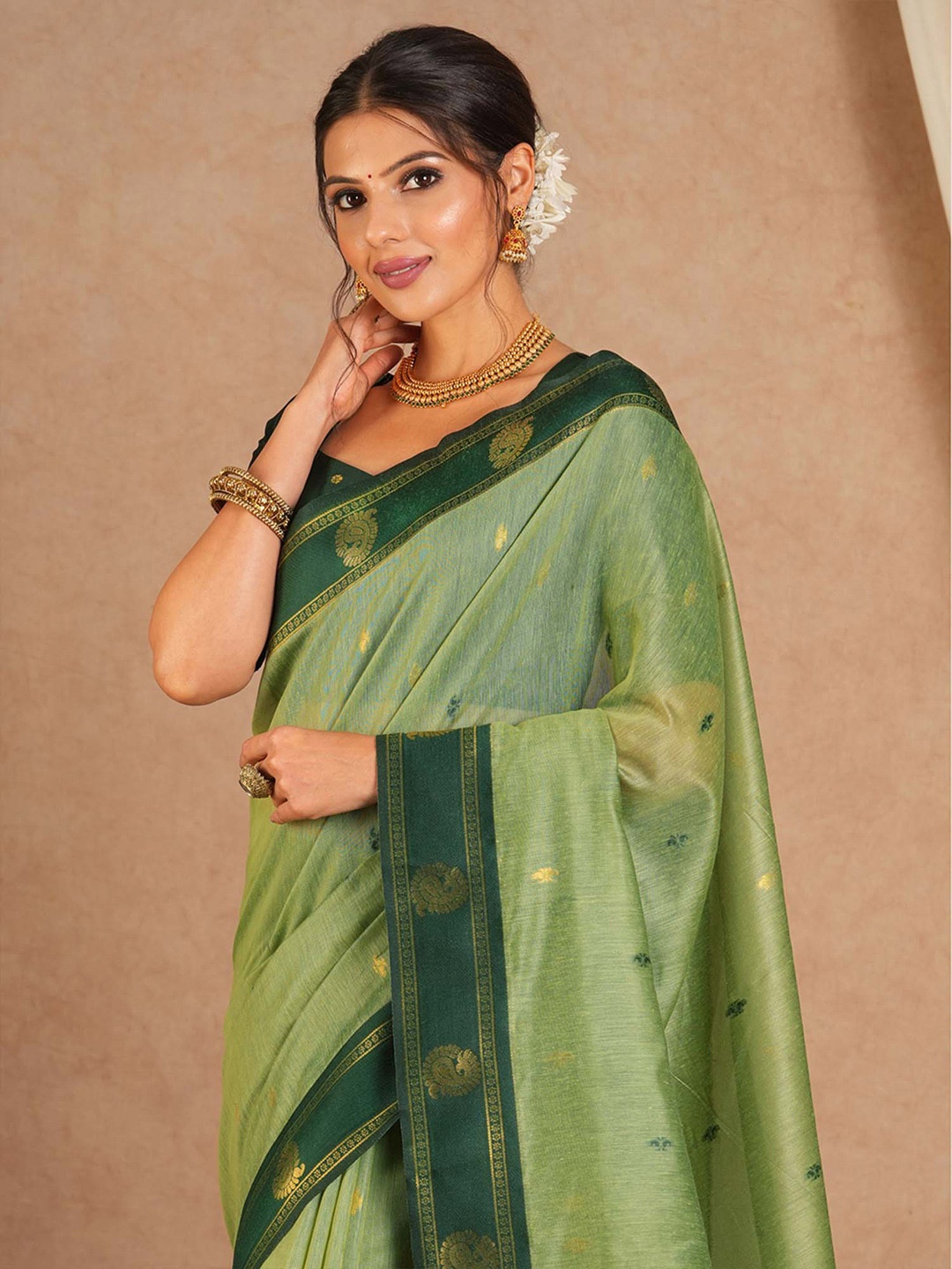 

Saree mall Ethnic Motifs Designer Maheshwari Sarees, Green