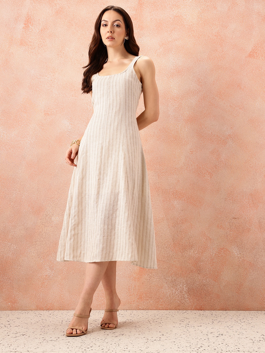 

all about you Striped Pure Cotton Shirt Dress, Beige