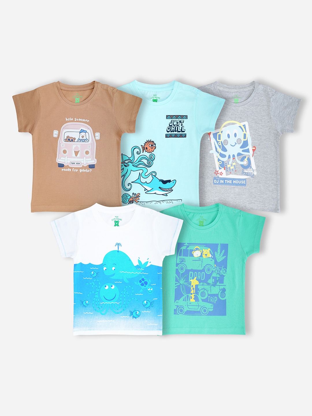 

YUV Kids 5 Printed Applique T-shirt, Multi