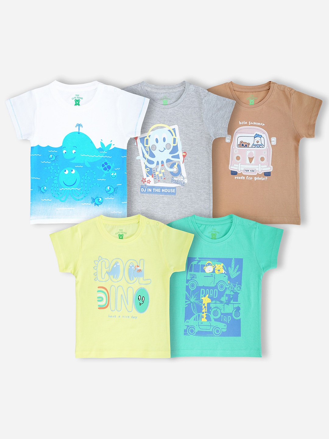 

YUV Kids 5 Printed Applique T-shirt, Multi