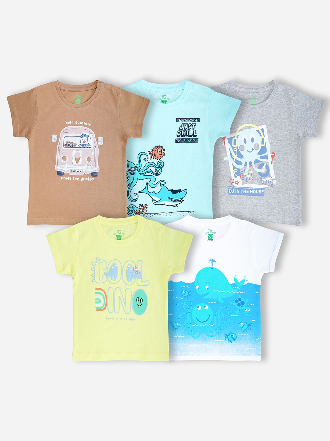 

YUV Kids 5 Printed Applique T-shirt, Multi