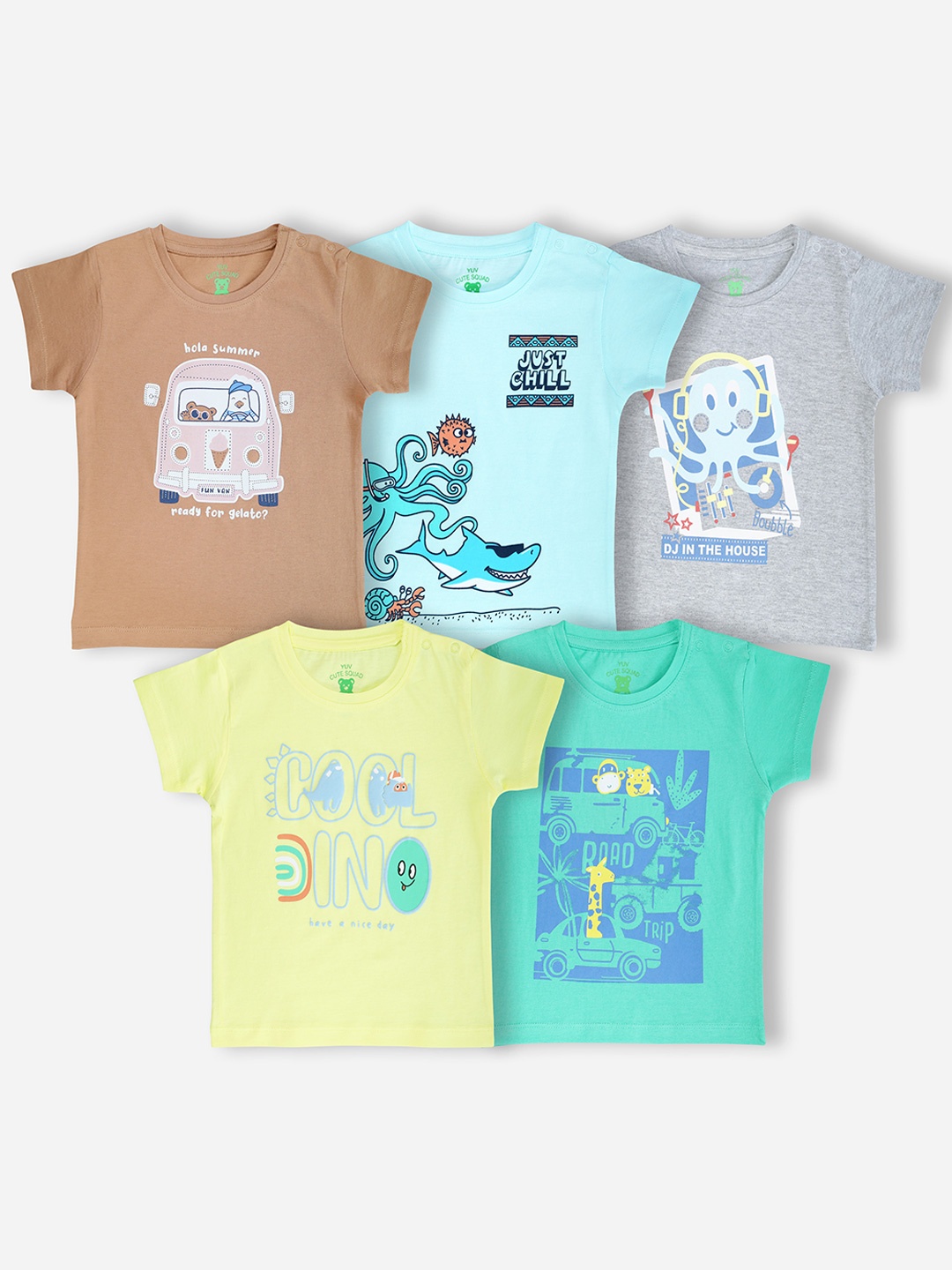 YUV Kids Typography 5 Printed Applique T-shirt, Multi