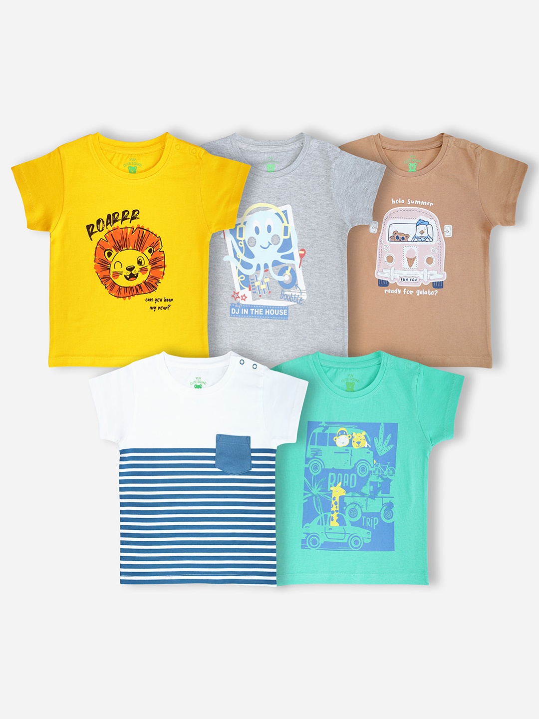 

YUV Kids 5 Printed Applique T-shirt, Multi