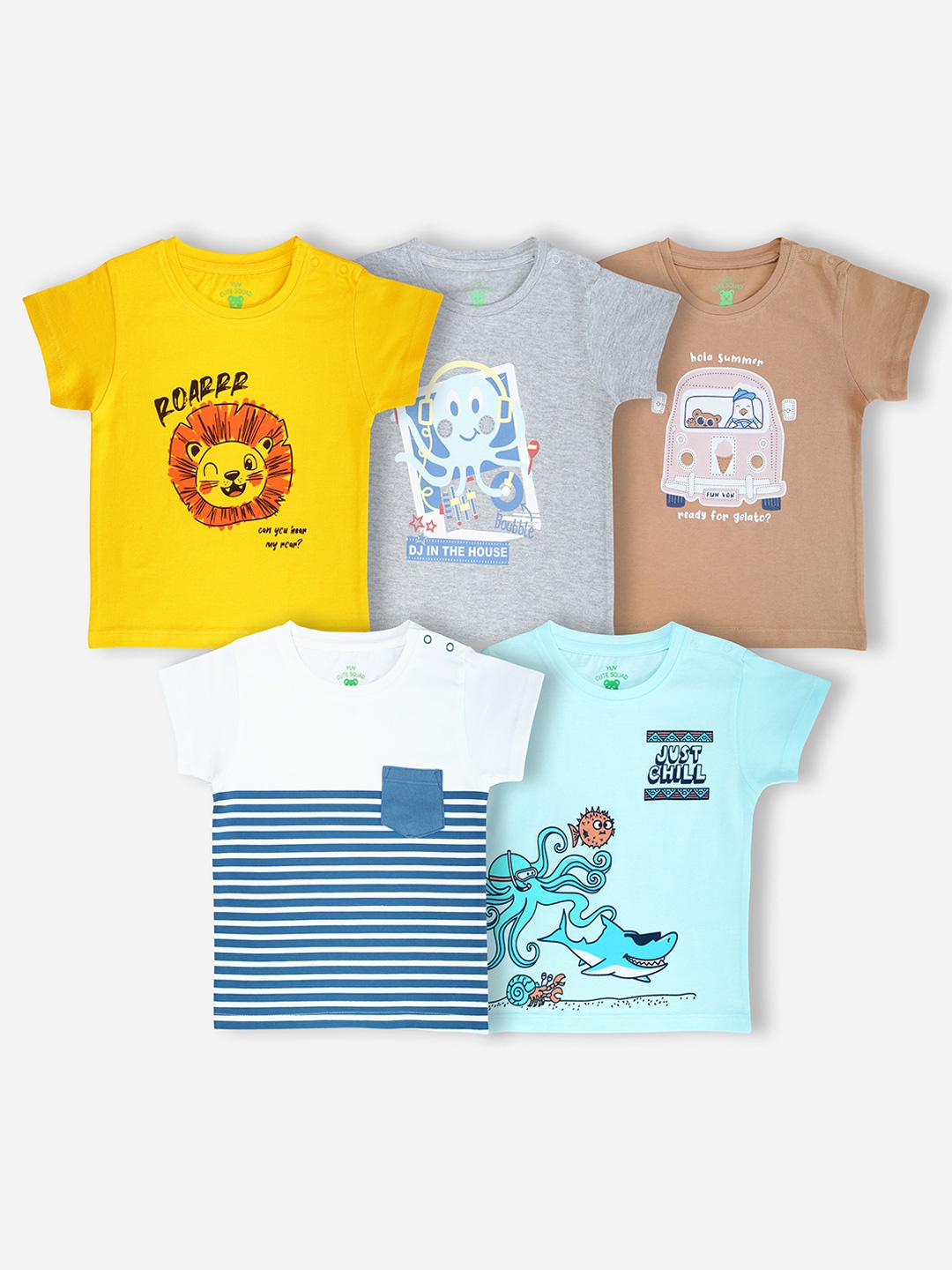 

YUV Kids 5 Printed Applique T-shirt, Multi