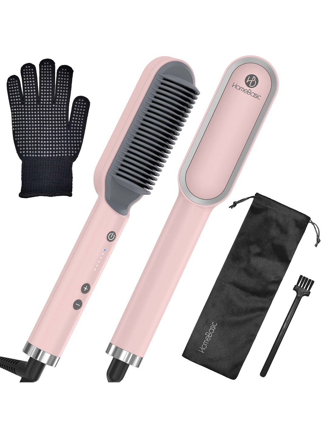 

HOMEBASICS Hair Straightener Brush For Soft & Shiny Hair - Pink