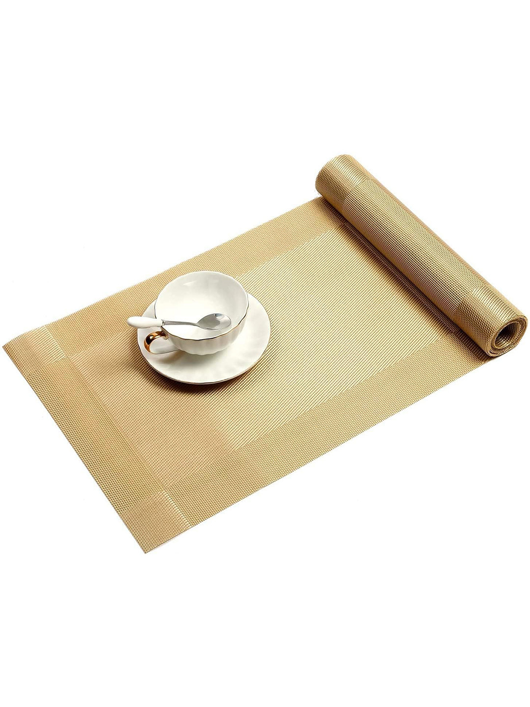 

Baskety Yellow Heat Resistant Rectangular Shaped Long Dinner Table Runner, Gold