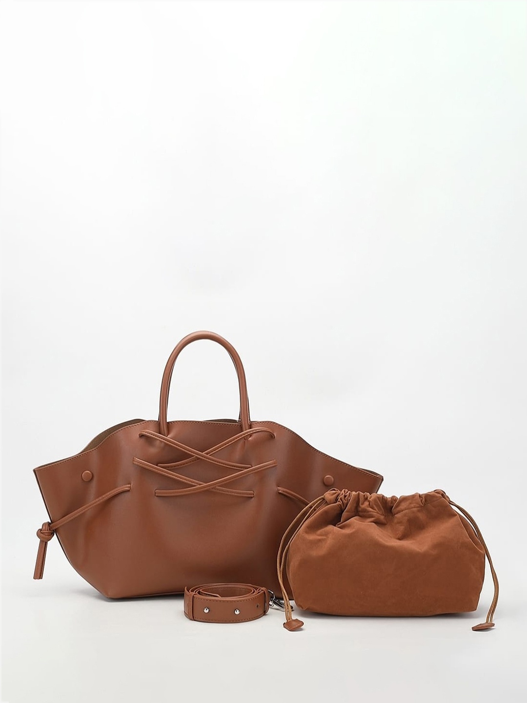 CARRY CITY Oversized Shopper Tote Bag with Tasselled, Brown