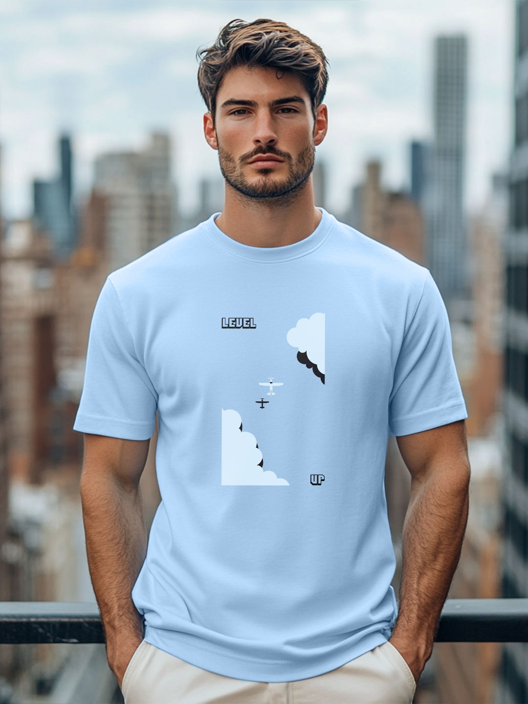 

NOBERO Men Printed T-shirt, Blue