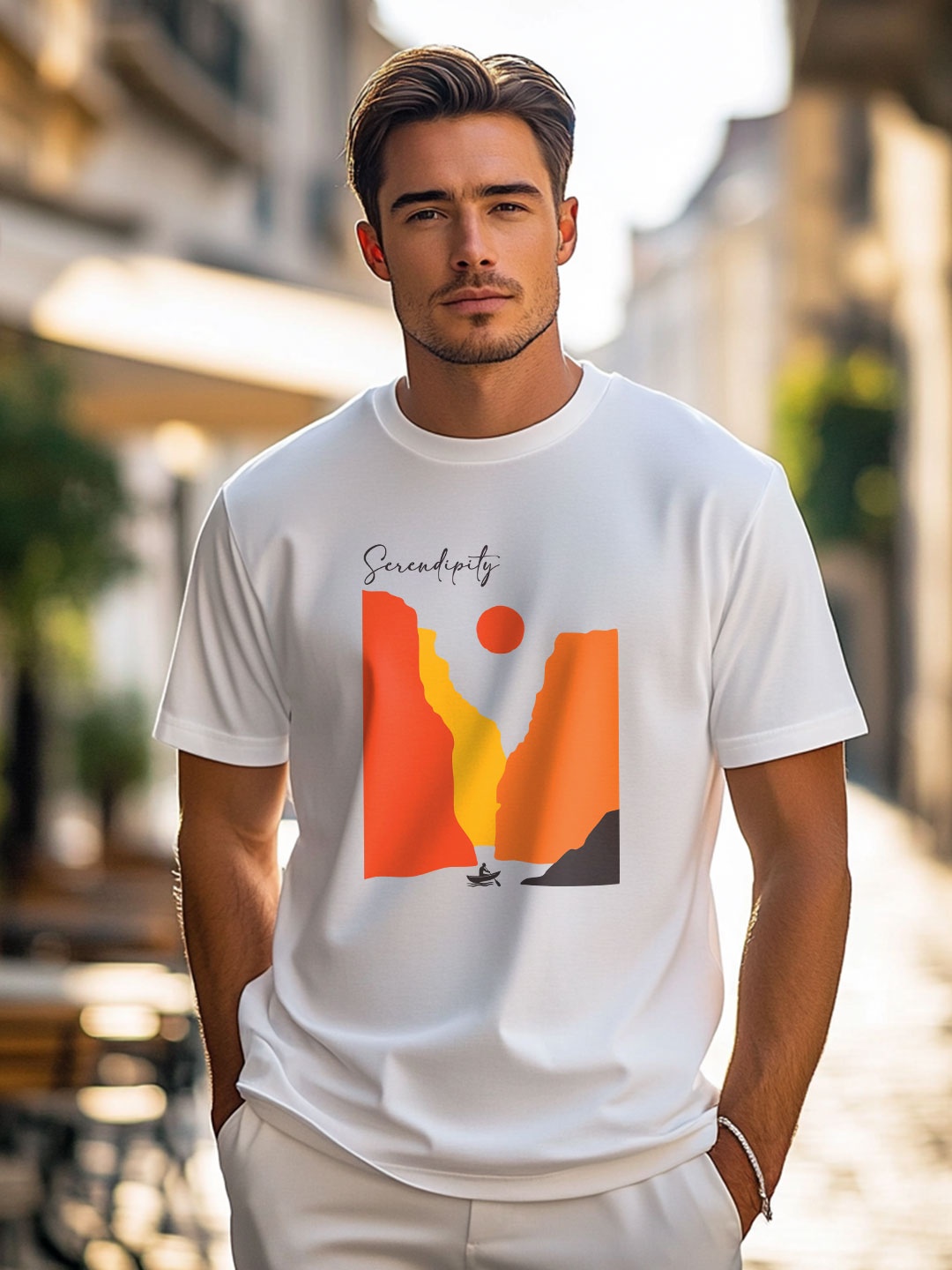 

NOBERO Men Printed T-shirt, White