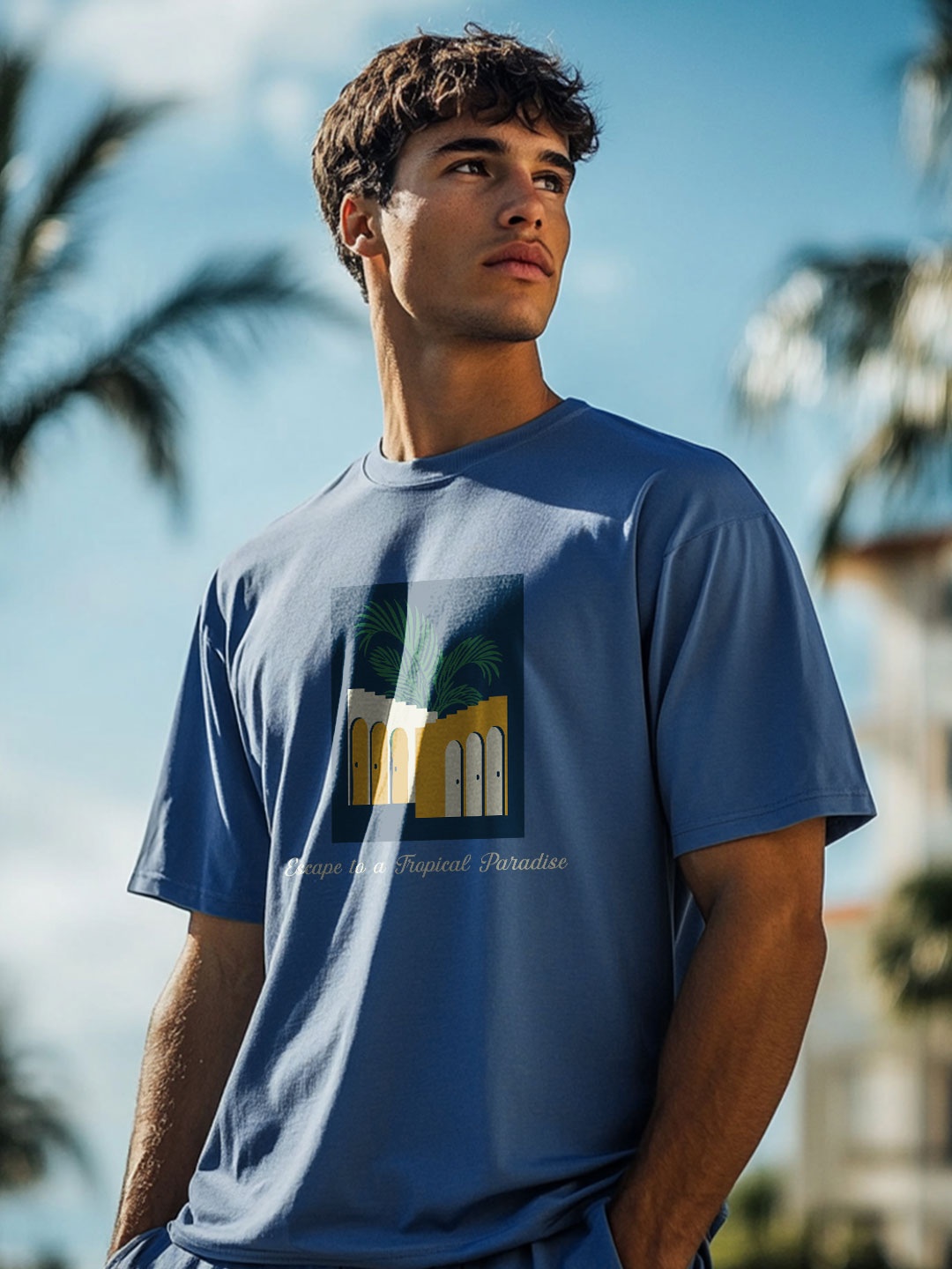 

NOBERO Men Printed T-shirt, Blue