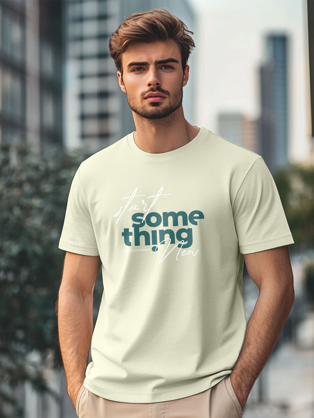 

NOBERO Men Typography Printed T-shirt, Green