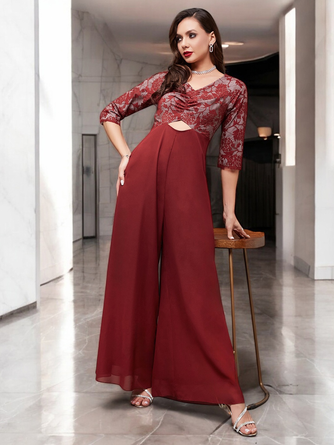 

Miss Chase Basic Jumpsuit, Maroon