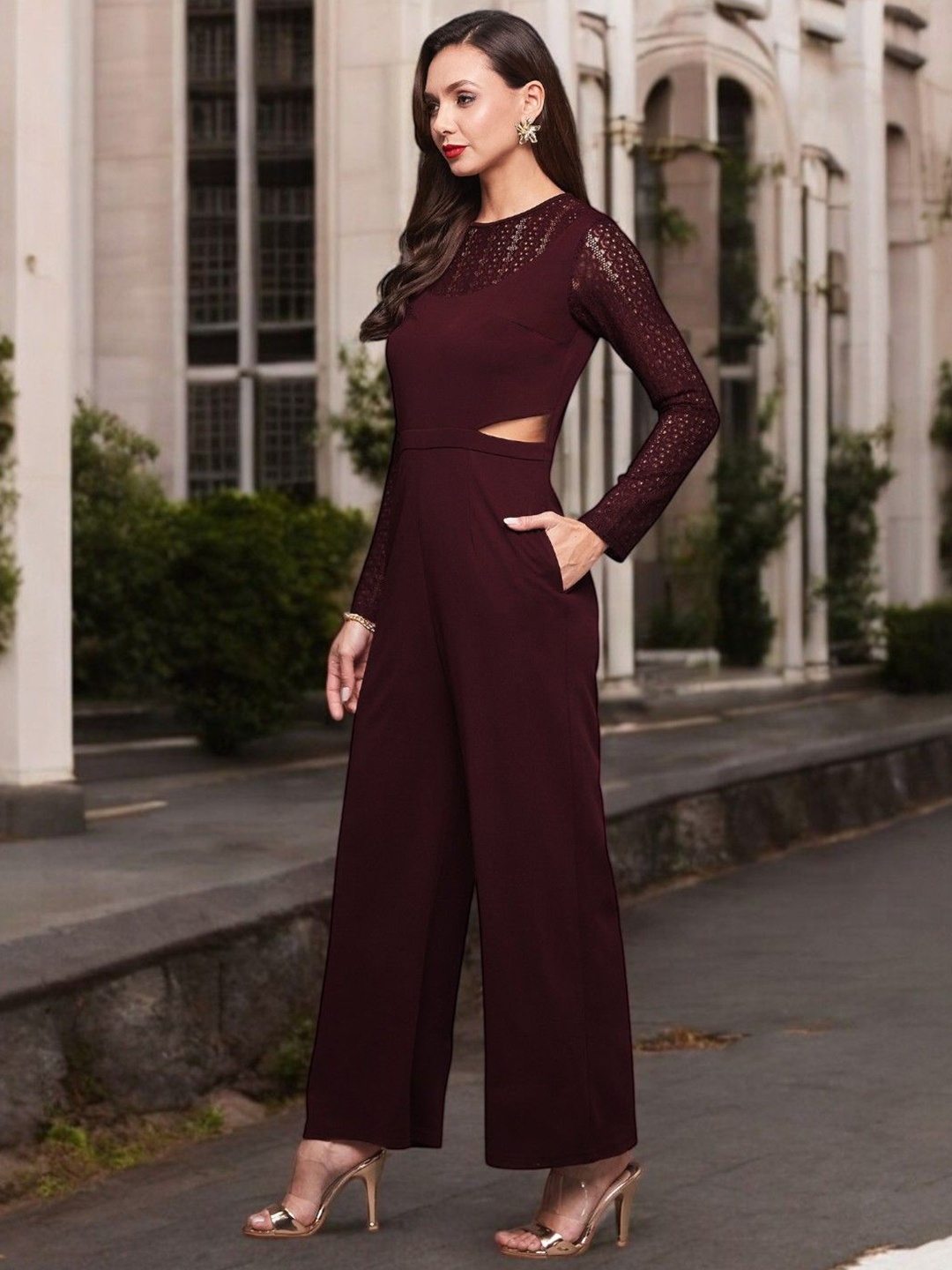 

Miss Chase Basic Jumpsuit, Maroon