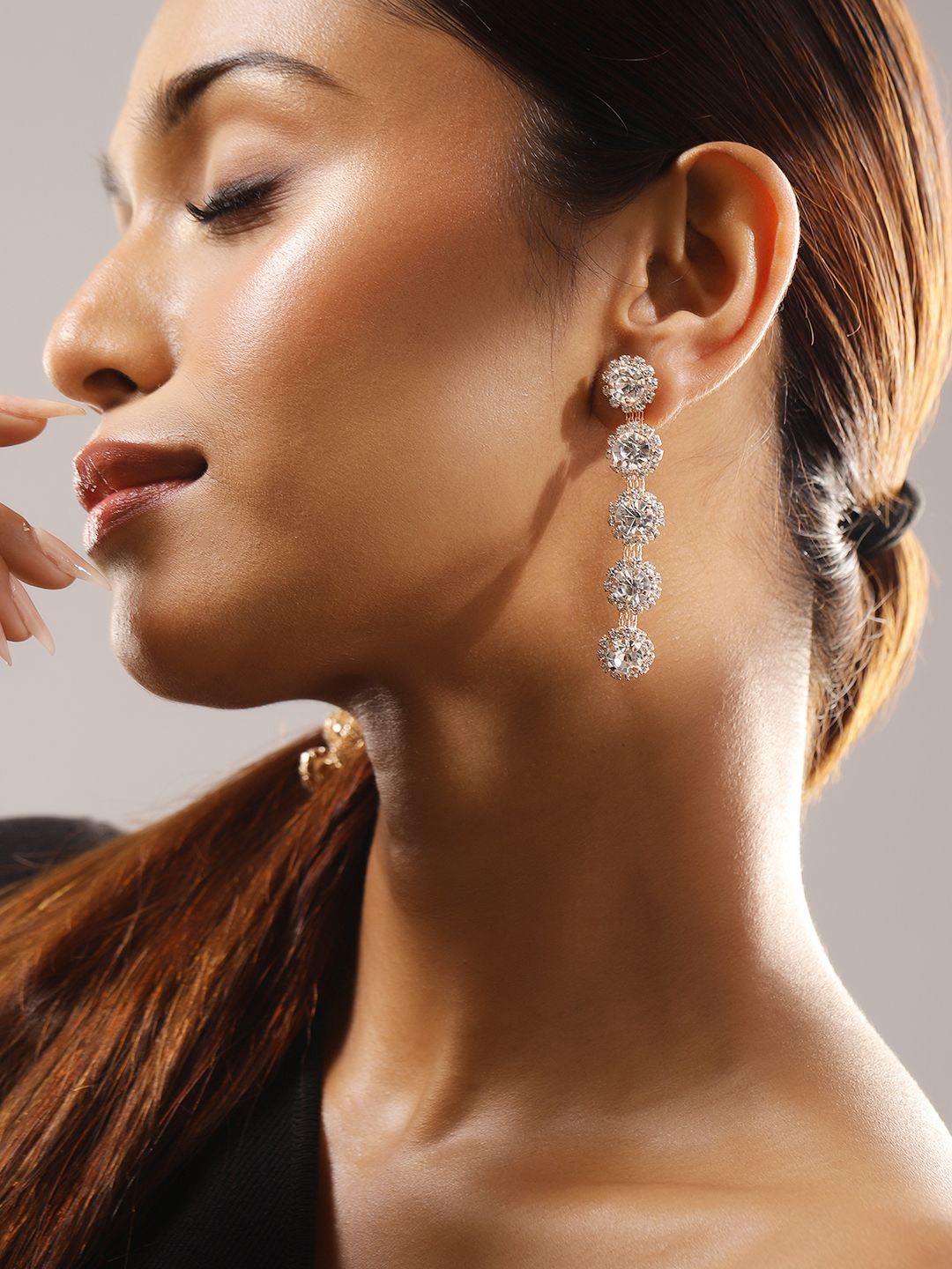 

Rubans 18KT Gold-Plated Crystal & Cubic Zirconia Studded Classic Drop Earrings