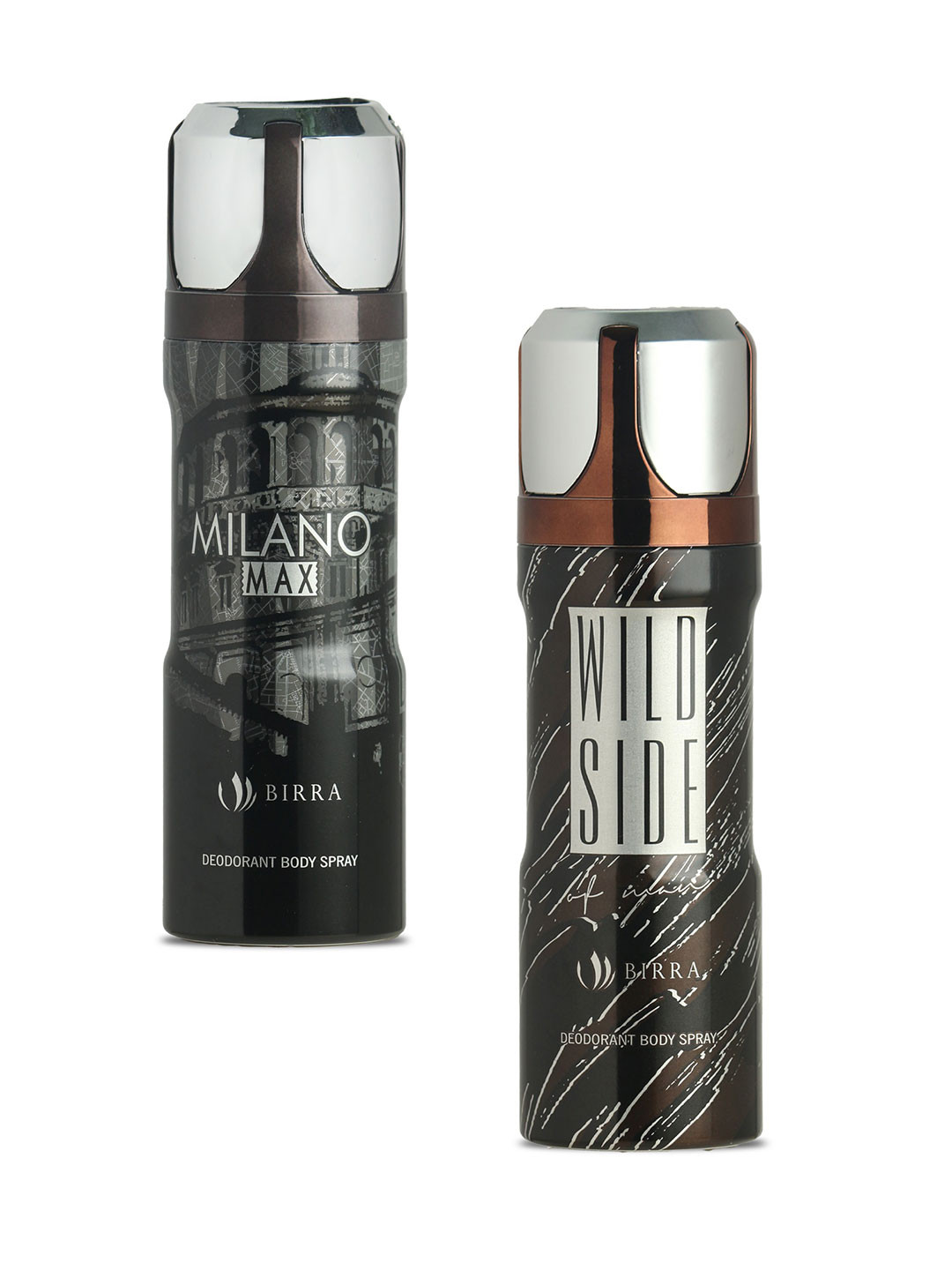 

BIRRA Set Of 2 Milano Max & Wild Side Deodorant Body Spray - 200 ml Each, Transparent