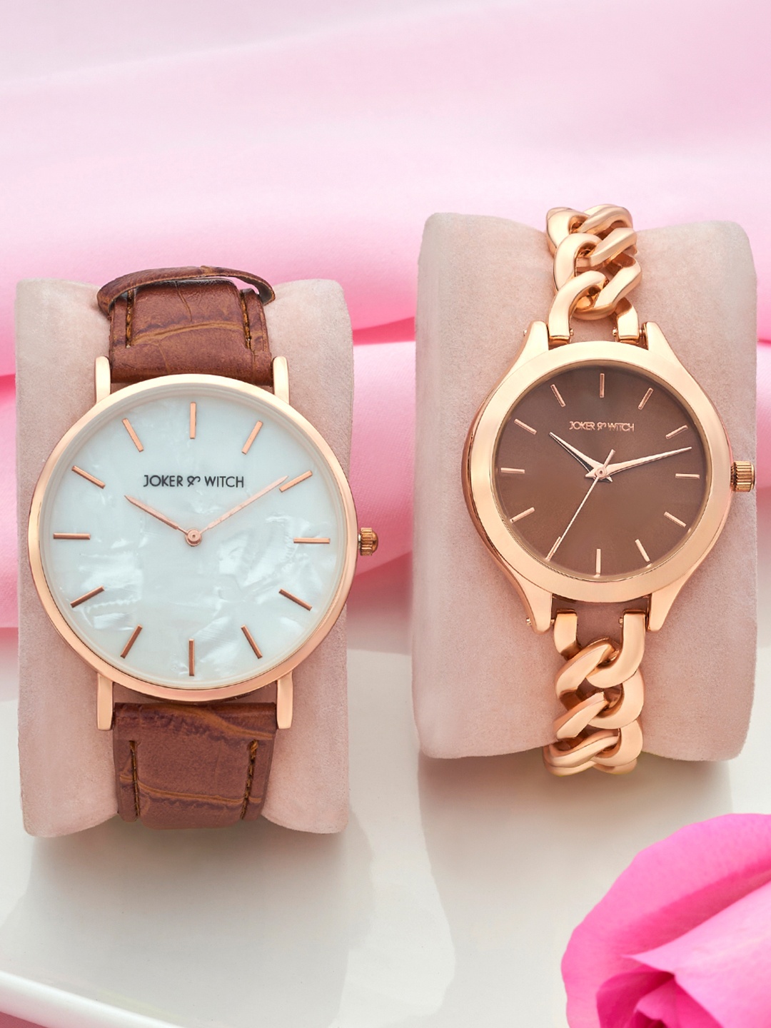 

JOKER & WITCH Ryan & Blake Analogue Couple Watches Giftset, Rose gold