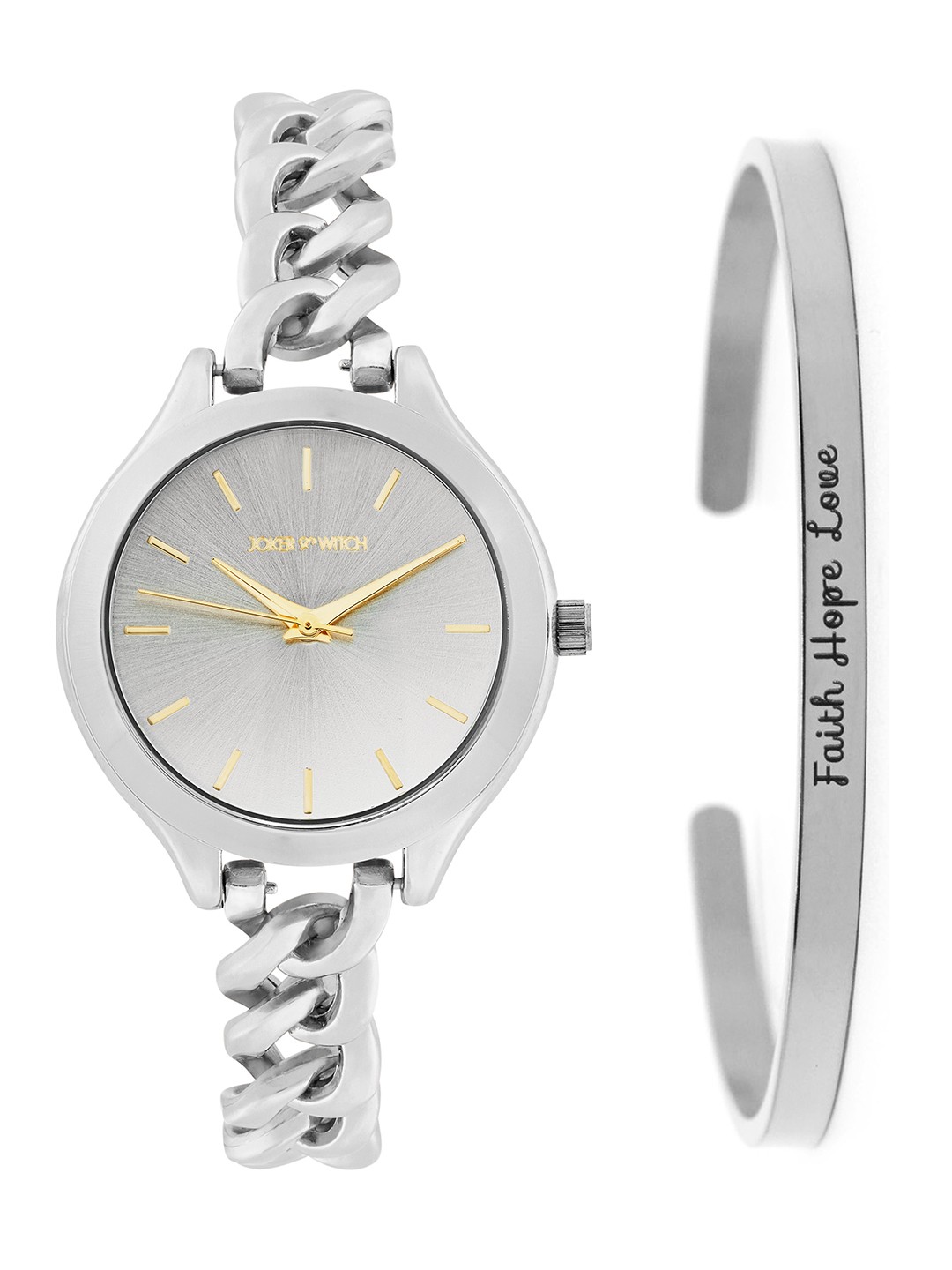 

JOKER & WITCH Women Luxe Essence Watch Bracelet Stack JWBS1107, Silver